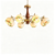 French Vintage Walnut Wood Floral Chandelier – Elegant Multi-Head Ceiling Light for Living Room, Dining Room & Hallway