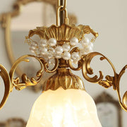 French Vintage Brass Crystal Pendant Lamp