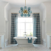 Modern Blue Bubble Glass Chandelier