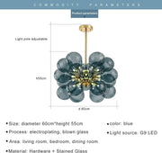 Modern Blue Bubble Glass Chandelier