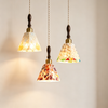 Vintage French Wooden Pendant Light Set – Cream Style Glass Hanging Lamps for Dining Room & Kitchen Island (Set of 3)