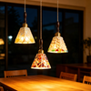 Vintage French Wooden Pendant Light Set – Cream Style Glass Hanging Lamps for Dining Room & Kitchen Island (Set of 3)