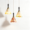 Vintage French Wooden Pendant Light Set – Cream Style Glass Hanging Lamps for Dining Room & Kitchen Island (Set of 3)